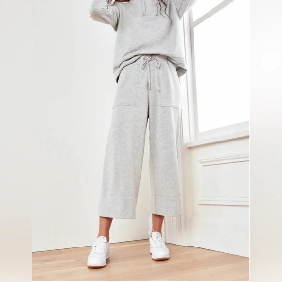 Quince SuperSoft Fleece Set with Hoodie & Pants in Grey XS Pant/Small Top - Picture 3 of 10